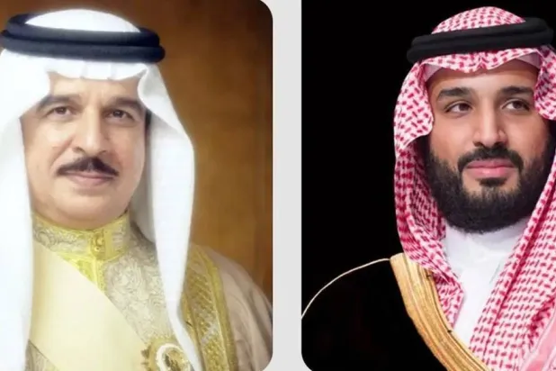 Combined photo of Prince Mohammed bin Salman bin Abdulaziz Al Saud, Crown Prince and Prime Minister of Saudi Arabia, and King of Bahrain Hamad bin Isa Al Khalifa. (SPA) 
