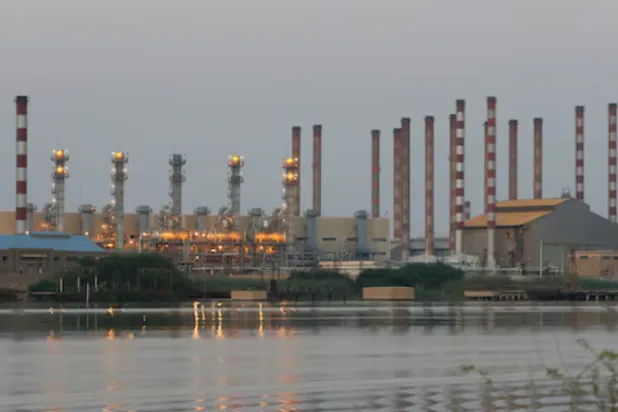 A general view of Abadan oil refinery in southwest Iran, is pictured from Iraqi side of Shatt al-Arab in Al-Faw south of Basra, Iraq September 21, 2019. REUTERS/Essam Al-Sudani 