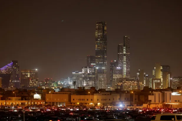 The King Abdullah Financial District (KAFD) during the early hours of the night in Riyadh, Saudi Arabia, August 29, 2025. (Reuters)