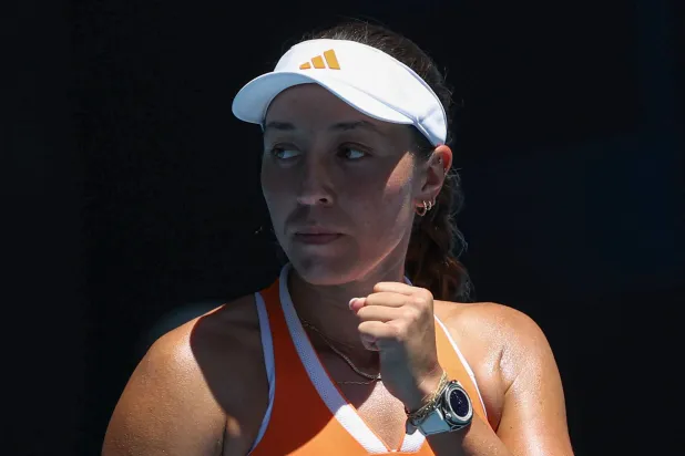 USA's Jessica Pegula celebrates victory against USA's Madison Keys in their women's singles match on day nine of the Australian Open tennis tournament in Melbourne on January 26, 2026. (AFP)