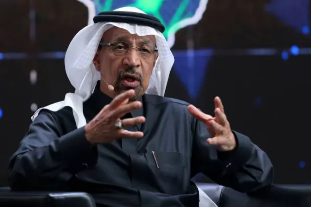 Saudi Investment Minister Khalid Al-Falih speaks during the fourth annual Future Investment Initiative in Riyadh, Saudi Arabia, January 27, 2021. (Reuters)