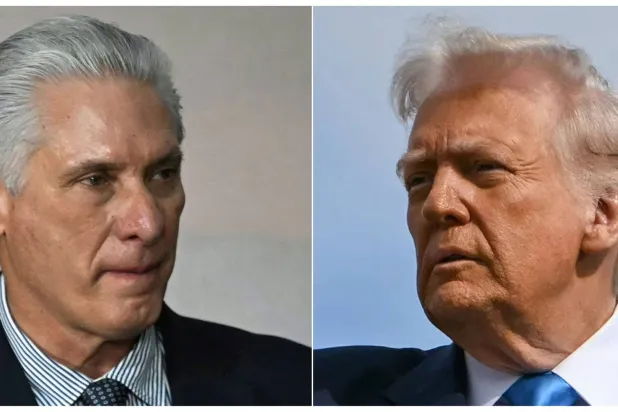 صورة مركبة للرئيس الكوبي ميغيل دياز كانيل والرئيس الأميركي دونالد ترمب (أ.ف.ب)