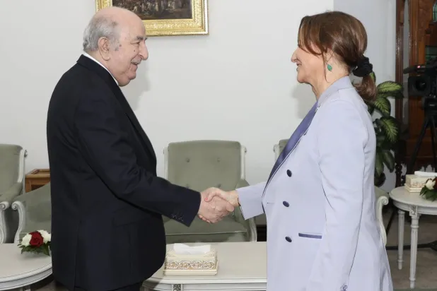 الرئيس الجزائري مستقبلاً الاشتراكية الفرنسية (الرئاسة الجزائرية)