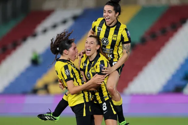 فرحة اتحادية بعد أحد الأهداف أمام العلا (موقع النادي)