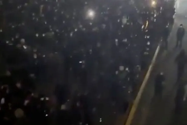 Protesters gather amid evolving anti-government unrest in Tehran, Tehran Province, Iran, released on January 9, 2026, in this screen grab obtained from a social media video. SOCIAL MEDIA/via REUTERS  