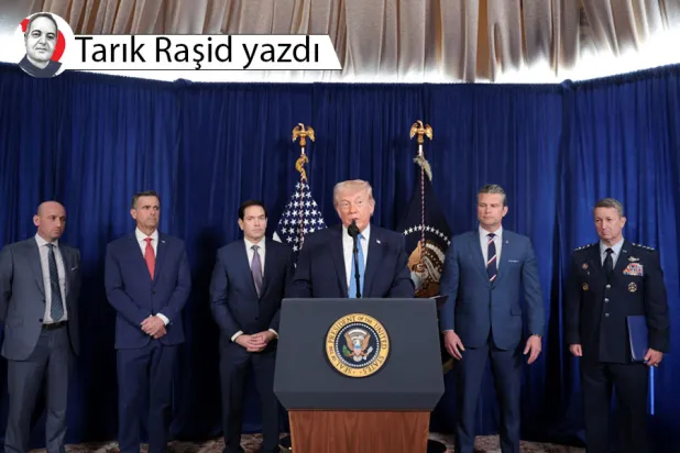 ABD Başkanı Donald Trump, Venezuela'ya düzenlenen ve Başkan Nicolas Maduro ile eşi Florida'nın tutuklanmasına yol açan saldırının ardından, Savunma Bakanı, Dışişleri Bakanı ve Genelkurmay Başkanı'nın da katıldığı bir basın toplantısı düzenledi, 3 Ocak 2026 (Reuters)