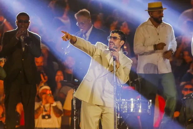 Puerto Rican singer Bad Bunny performs during his second show of the "Debi Tirar Mas Fotos" World Tour at Atanasio Girardot Stadium in Medellin, Colombia, 24 January 2026. (EPA)