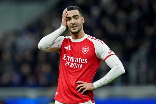 Football - UEFA Champions League - Inter Milan v Arsenal - San Siro, Milan, Italy - January 20, 2026 Arsenal's Mikel Merino reacts. (Reuters)