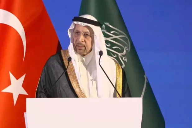 وزير الاستثمار السعودي خالد الفالح خلال منتدى الاستثمار السعودي - التركي في الرياض (الشرق الأوسط)