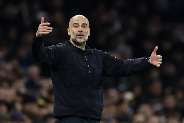  Football - Premier League - Tottenham Hotspur v Manchester City - Tottenham Hotspur Stadium, London, Britain - February 1, 2026 Manchester City manager Pep Guardiola reacts. (Action Images via Reuters)