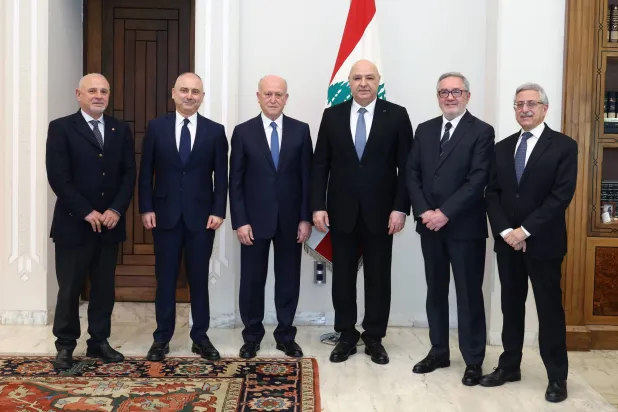 Lebanese President Joseph Aoun meets with members of the Sovereignty Front. (Lebanese Presidency)