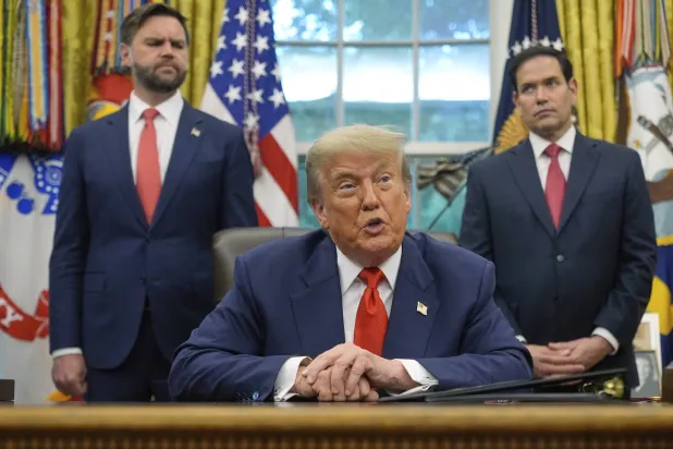 US President Donald Trump, Vice President JD Vance and Secretary of State Marco Rubio (AP)