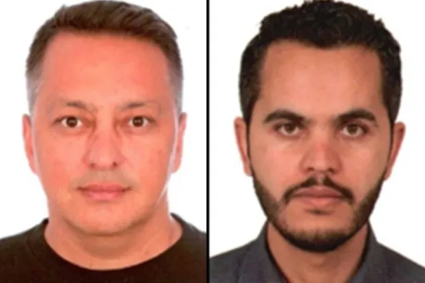 صورة لعميلَي «الموساد» المزعومين وهما التركي من أصل فلسطيني فيصل كريم أوغلو (يميناً) والتركي محمد بوداك دريا (الداخلية التركية)
