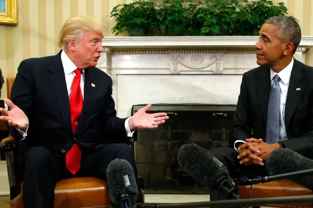 لقاء بين باراك أوباما ودونالد ترمب في البيت الأبيض (رويترز - أرشيفية)