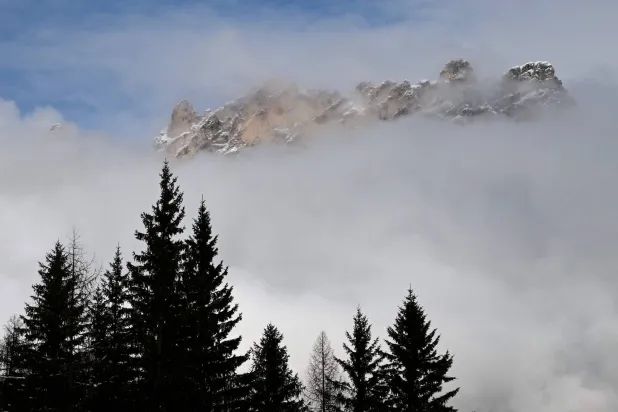  The peaks of the Dolomites are seen from the Cortina Sliding Centre during the Milano Cortina 2026 Winter Olympic Games in Cortina d'Ampezzo on February 5, 2026. (AFP)