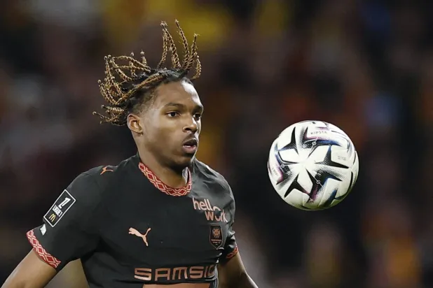Soccer Football - Ligue 1 - RC Lens v Stade Rennes - Stade Bollaert-Delelis, Lens, France - February 7, 2026  Stade Rennes' Jeremy Jacquet in action REUTERS/Benoit Tessier