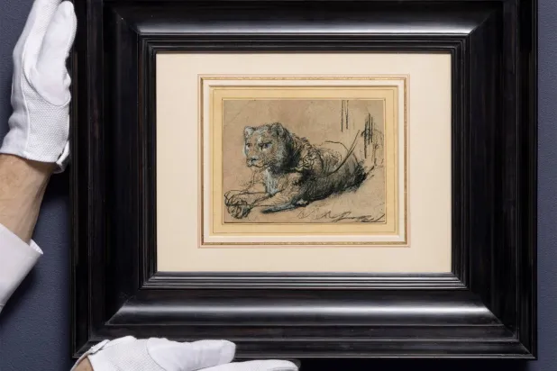 لوحة «الأسد الصغير يستريح»... (مزاد «سوذبي»)