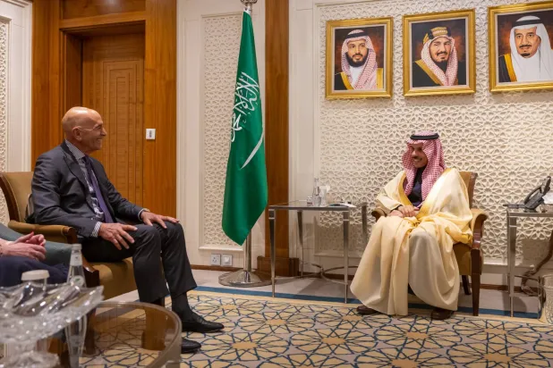The Saudi Minister of Foreign Affairs Prince met on Sunday with the US Special Envoy for Syria in Riyadh.(SPA)