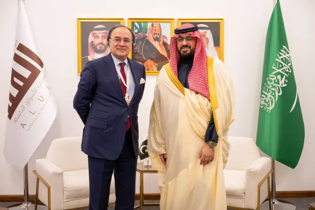 The Pakistani Finance Minister during his meeting with Saudi Minister of Economy and Planning Faisal Alibrahim on the sidelines of the AlUla Conference (SPA)