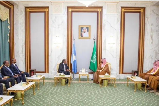ولي العهد السعودي الأمير محمد بن سلمان يستقبل الرئيس الصومالي حسن شيخ محمود بمكة المكرمة - أرشيفية - (واس)