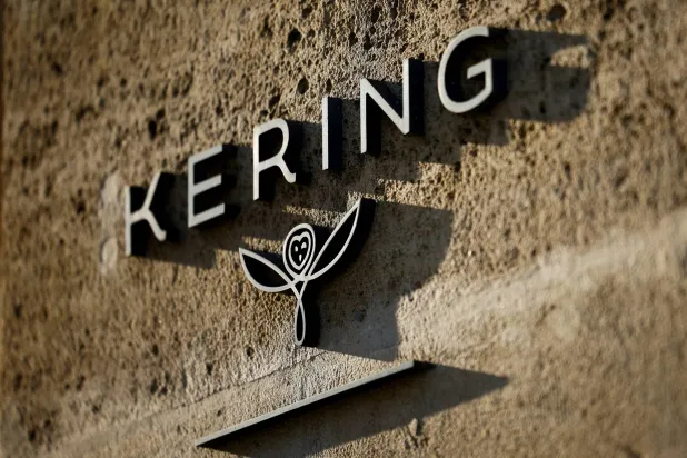 The logo of French luxury group Kering is seen at Kering headquarters in Paris, France, February 13, 2023. (Reuters)