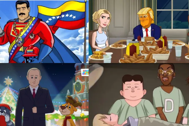 ترمب ومادورو وكيم وبوتين في شخصيات من الرسوم المتحركة (يوتيوب)