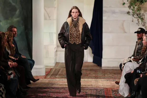 A model walks the runway during the Ralph Lauren Fall 2026 Collection fashion show in New York, on February 10, 2026. (AFP)