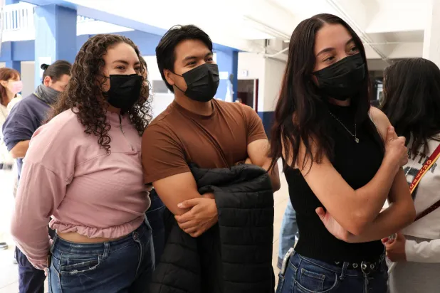 University students wait to receive measles vaccine at a university in Guadalajara, Mexico, February 9, 2026. REUTERS/Michelle Freyria