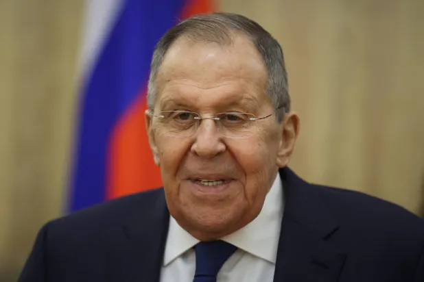 Russian Foreign Minister Sergei Lavrov reacts during a meeting with Tanzanian Minister of Foreign Affairs and East African Cooperation Mahmoud Thabit Kombo (not pictured), in Moscow, Russia, 09 February 2026. (EPA) 