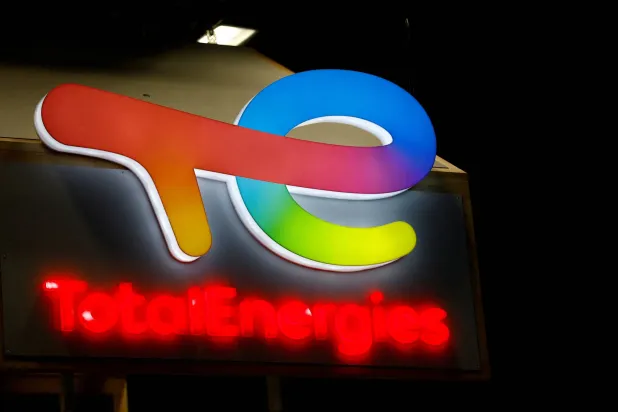 FILE PHOTO: A logo of French oil and gas company TotalEnergies is seen on the eve of the opening of the 2025 Paris International Agriculture Fair (Salon International de l'Agriculture) at the Porte de Versailles exhibition center in Paris, France, February 21, 2025. REUTERS/Sarah Meyssonnier/File Photo