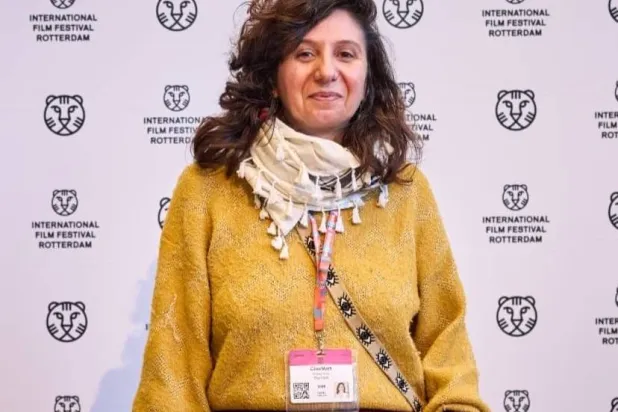 مي عودة خلال حضورها مهرجان روتردام (الشرق الأوسط)