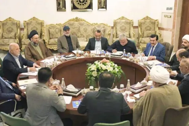 Coordination Framework leaders during a meeting in Baghdad. Iraqi News Agency