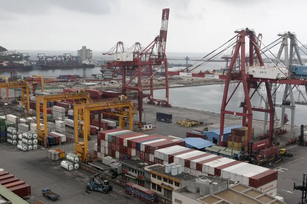 Containers stacked at the port of Keelung in northern Taiwan (Reuters file photo)