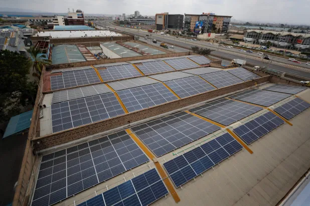 Solar panels are seen on the roof of a company in Nairobi, Kenya, on Sept. 1, 2023. (AP)