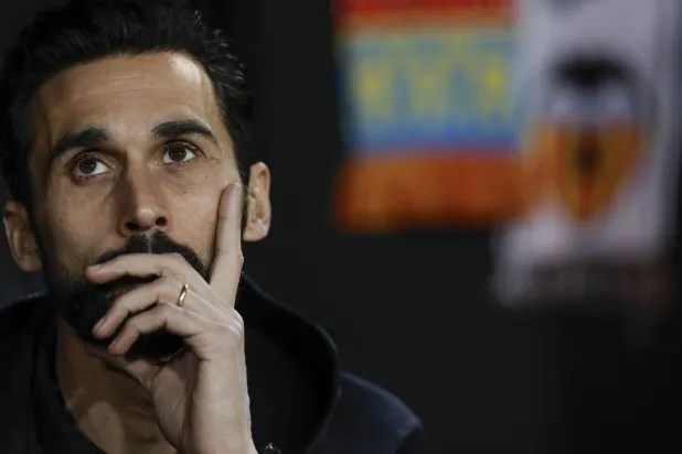 Real Madrid's head coach Alvaro Arbeloa looks on prior to the Spanish LaLiga soccer match between Valencia CF and Real Madrid at the Mestalla Stadium, in Valencia, Spain, 08 February 2026. (EPA)