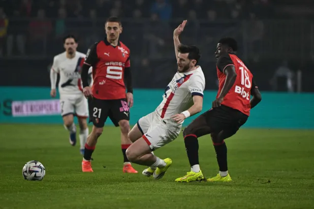 من المباراة التي جمعت رين وسان جيرمان (أ.ف.ب)