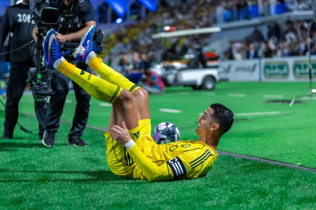 رونالدو محتفلاً بالهدف (تصوير: عيسى الدبيسي)