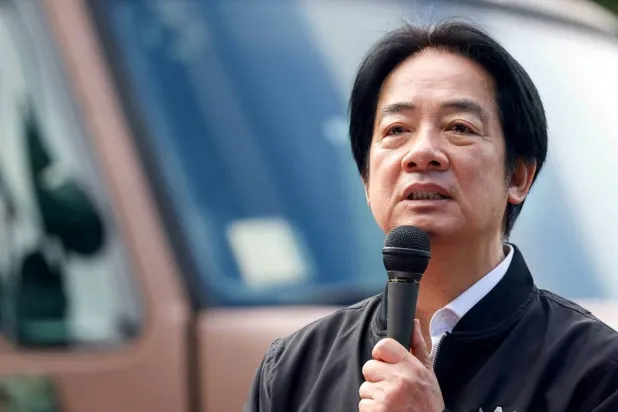 Taiwan President Lai Ching-te delivers a speech after inspecting reservists operating a Taiwan made Hummer 2 Drone during a training session at Loung Te Industrial Parks Service Center in Yilan, Taiwan December 2, 2025. (Reuters)