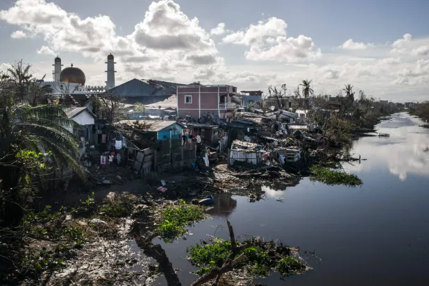 General view of the city center of Toamasina on February 14, 2026 following the passage of tropical cyclone Gezani during the night of February 10, 2026. (AFP)