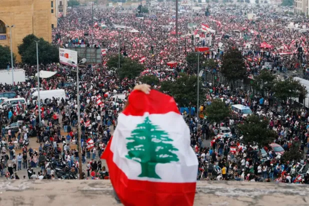 A general view of demonstrators during 2019 anti-government protests in central Beirut. (Reuters)
