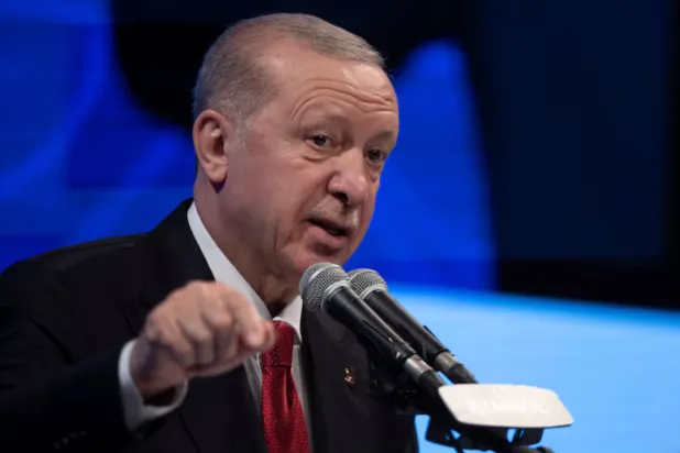 Turkish President Tayyip Erdogan delivers a speech during the opening ceremony of male and female dormitories at Bogazici University, in Istanbul, Türkiye, February 13, 2026. REUTERS/Umit Bektas