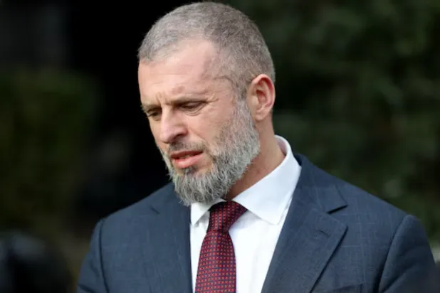 Milano Cortina 2026 Winter Olympics - Skeleton - Interview with Ukraine Youth and Sports minister Matvii Bidnyi - N H Hotel, Milan, Italy - February 12, 2026 Ukraine Youth and Sports Minister Matvii Bidnyi speaks after the disqualification of Ukrainian skeleton racer Vladyslav Heraskevych from the Winter Games. REUTERS/Kevin Coombs 