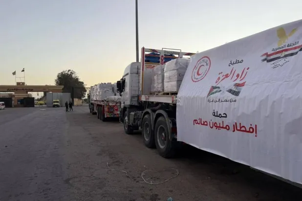 Humanitarian and relief aid crosses Rafah Crossing (Egyptian Red Crescent)