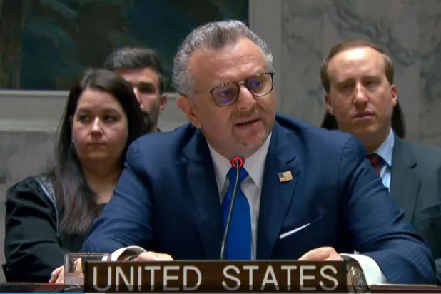 بولس متحدثاً خلال جلسة مجلس الأمن الدولي الأربعاء (لقطة من تسجيل مصور)