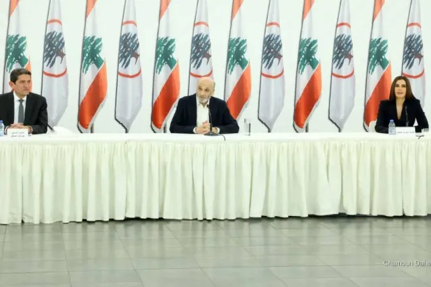 Head of the Lebanese Forces Samir Geagea announces the launch of its electoral campaign in Bcharre. (National News Agency)