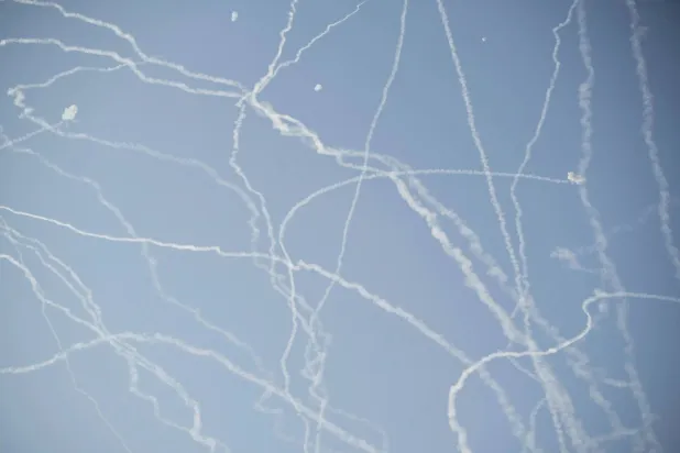 Israeli air defense system fires to intercept missiles during an Iranian attack over Tel Aviv, Israel, Thursday, June 19, 2025. (AP) 