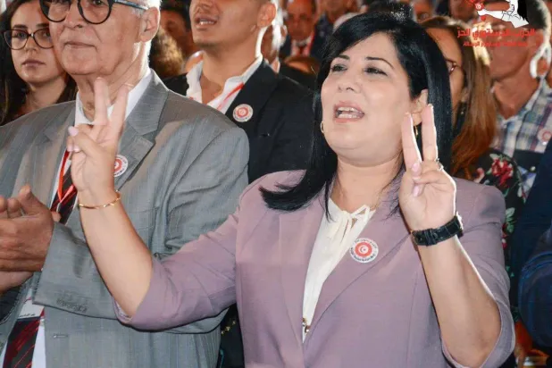 صورة أرشيفية لعبير موسي في اجتماع حزبي (موقع الحزب)