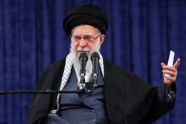 A handout picture made available by Iran's Supreme Leader Office shows Iranian Supreme Leader Ali Khamenei addressing a ceremony in Tehran, Iran, 17 February 2026, amid heightened regional tensions following an increased US military presence in the Middle East. (EPA/Iran’s Supreme Leader Office Handout) 