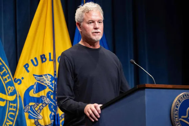US actor Eric Dane speaks about his ALS diagnosis during a news conference to discuss health insurance at the Department of Health and Human Services Headquarters in Washington, DC, on June 23, 2025. (AFP)