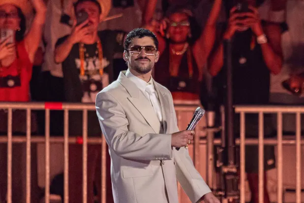  Puerto Rican singer Bad Bunny performs during his "Debí Tirar Más Fotos" world tour at the Allianz Parque stadium in Sao Paulo, Brazil, on February 20, 2026. (AFP) 